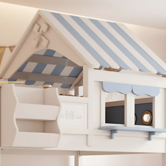 Rustic Mango Modern House Shape Children\\\'s Upper and Lower Bunks Wooden in White thumbnail 7
