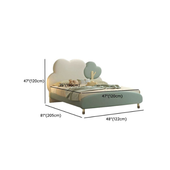 Rustic Mango Modish Green Solid Wood & Faux Leather Panel Standard Children Bed with Headboard, Gender Neutral, Kids Bed thumbnail 8