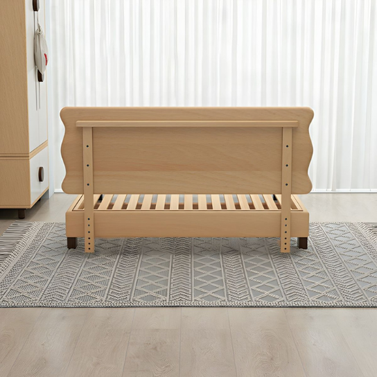Rustic Mango Solid Wood Modern Kid Bed Cookie Shaped Headboard Low Bottom Clearance in Natural - Kids Bed thumbnail 7