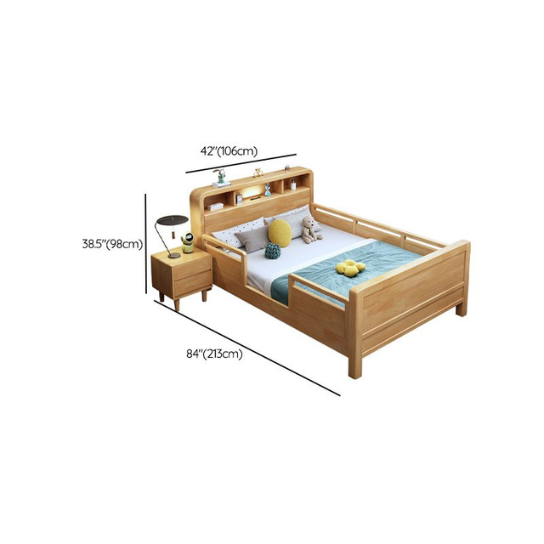 Rustic Mango Minimalist Solid Wood Standard Children Bed with Either Side Guardrail Guardrails & Headboard, Kids Bed thumbnail 8