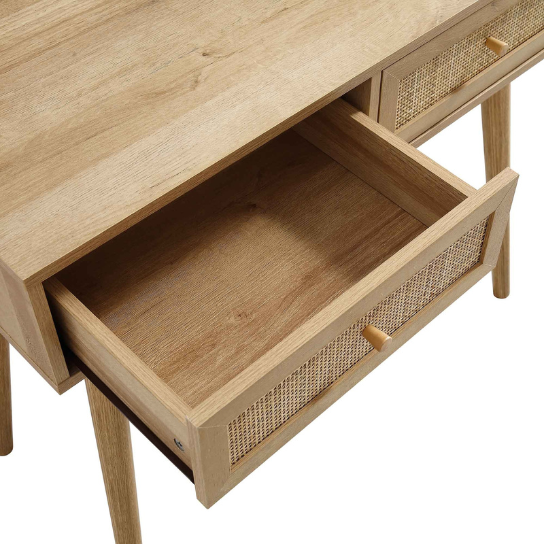 Rustic Mango Woven Rattan Vanity Table with Mirror, Natural thumbnail 8