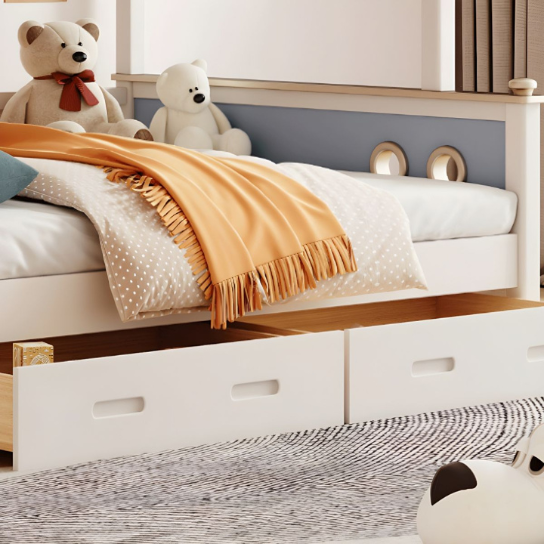 Rustic Mango Modern House Shape Children\\\'s Upper and Lower Bunks Wooden in White thumbnail 8