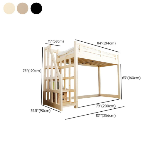 Rustic Mango Solid Wooden Vintage Style Loft beds With Heavy Ladder In Black Finish thumbnail 9