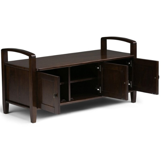 Rustic Mango Solid Wooden Bench With Wooden Handles ( Dark Walnut Finish ) thumbnail 2