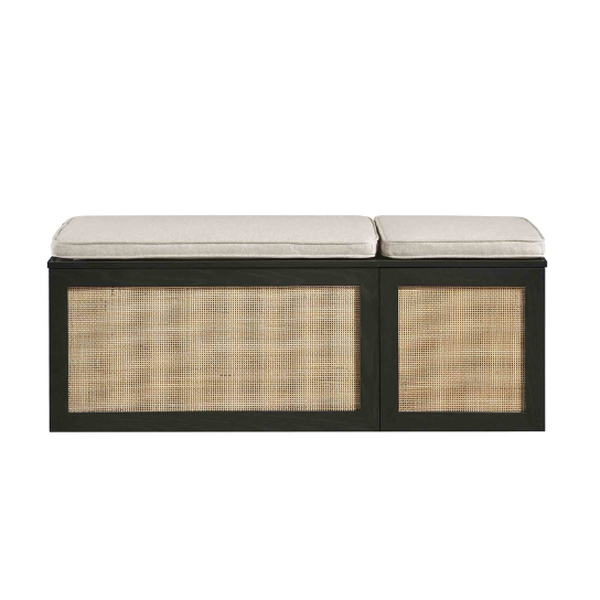Rustic Mango Wooden Bench In Walnut Cane Finish thumbnail 2
