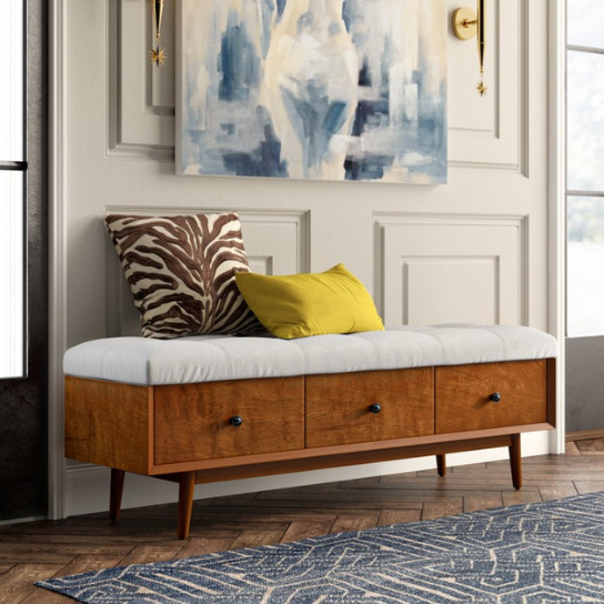 Rustic Mango Modern Solid Wooden Bench In Honey Finish thumbnail 2