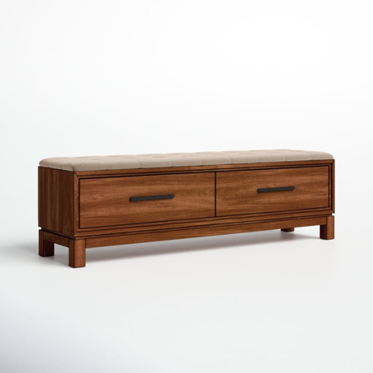 Rustic Mango solid Wooden Bench With 2 Drawers thumbnail 3