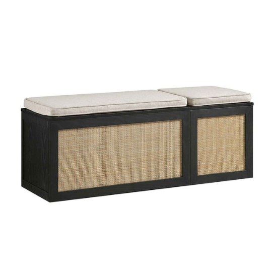 Rustic Mango Wooden Bench In Walnut Cane Finish thumbnail 4
