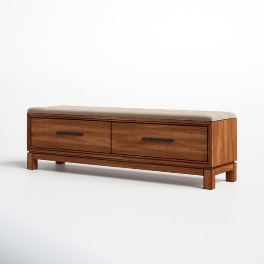 Rustic Mango solid Wooden Bench With 2 Drawers thumbnail 4