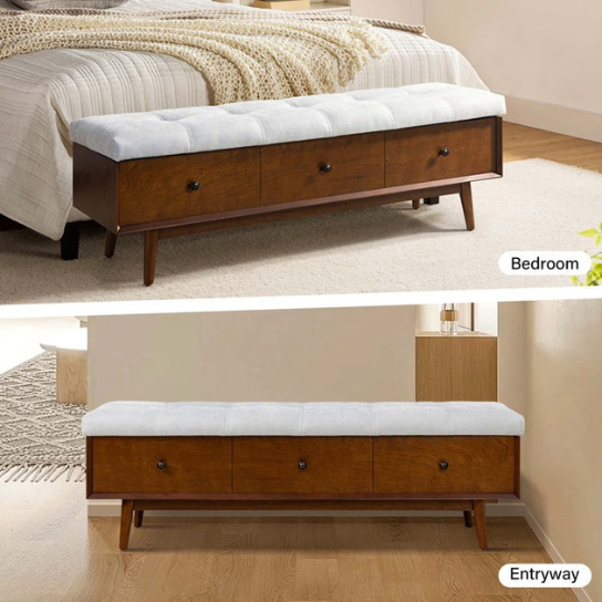 Rustic Mango Modern Solid Wooden Bench In Honey Finish thumbnail 7