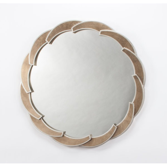 Rustic Mango Solid Wooden Round Shape Wooden Mirror Frame for Living Room