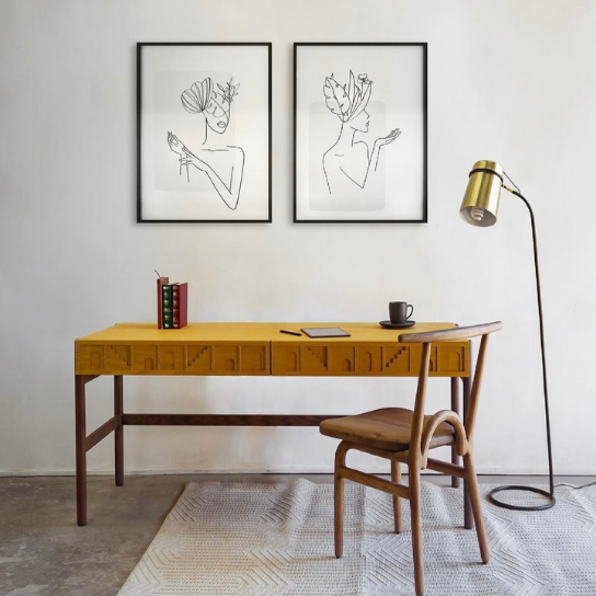 Rustic Mango Exotic Solid Wooden Study Table In Honey With Dark Honey Finish thumbnail 5