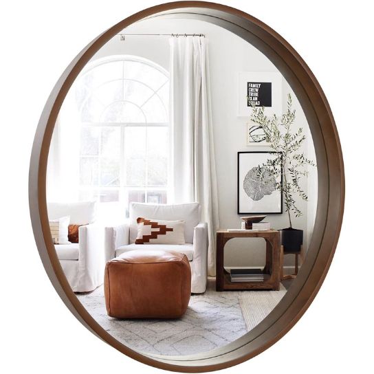 Rustic Mango Solid Wooden  Round Shape Wooden Frame In Honey Finish For Living Room thumbnail 2