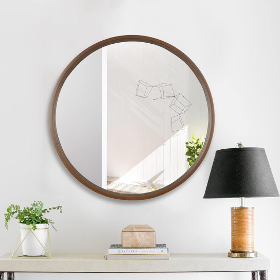 Rustic Mango Solid Wooden  Round Shape Wooden Frame In Honey Finish For Living Room thumbnail 4