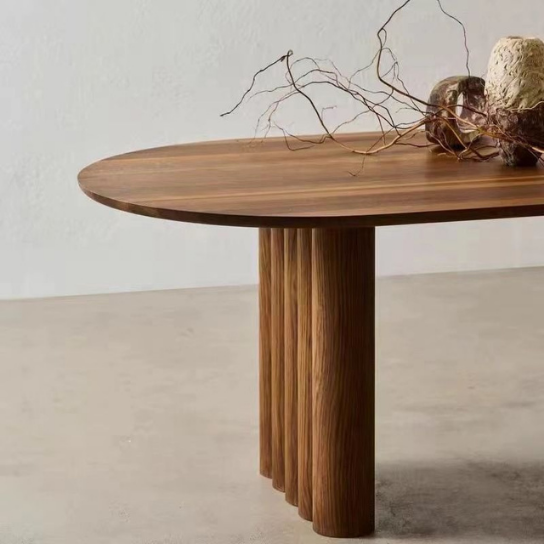 Rustic Mango Single Slot Wooden Modern Dinning Table With Carving Legs In Honey Finish thumbnail 2
