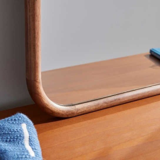 Rustic Mango Solid Wooden Mirror Frame in Simple Form With Honey Finish thumbnail 6