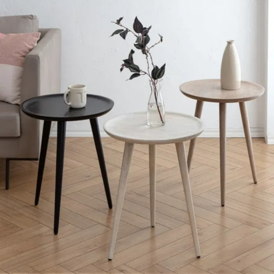 Rustic Mango Solid Wooden With Round Shape Side Table In Walnut Finish thumbnail 8