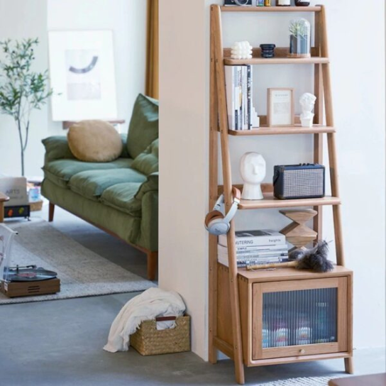 Rustic Mango Solid Wooden Open Bookcase With Storage Option In Light Honey Finish thumbnail 2
