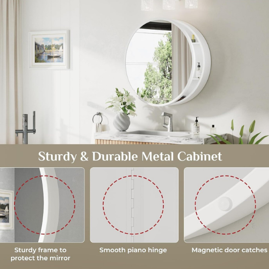 Rustic Mango Solid Wooden Round Shape In White Finish thumbnail 3