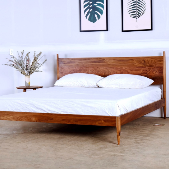 Rustic Mango Solid Wooden Bed In Honey Finish (Mango Wood ) thumbnail 2