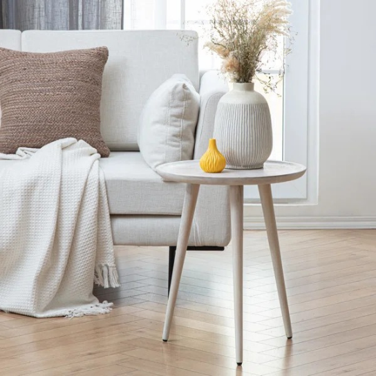 Rustic Mango Solid Wooden With Round Shape Side Table In Walnut Finish thumbnail 9