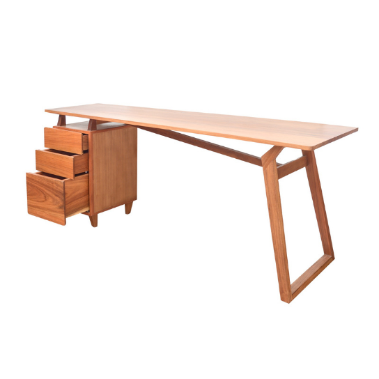 Rustic Mango Solid Wooden Modern Study Table In Honey Finish thumbnail 2