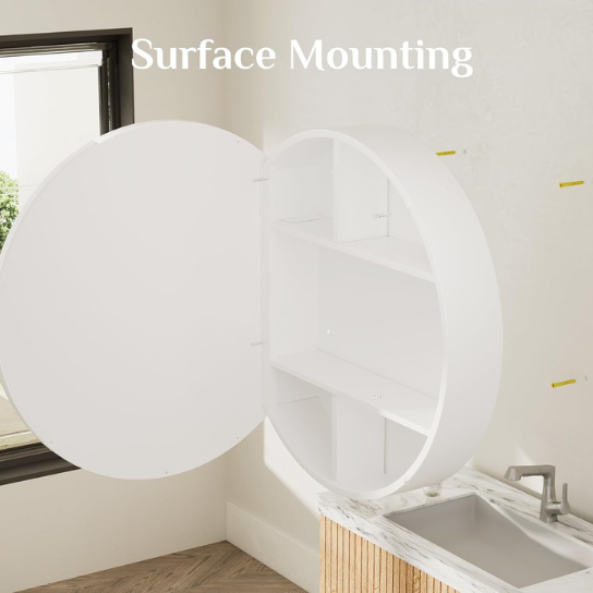 Rustic Mango Solid Wooden Round Shape In White Finish thumbnail 4