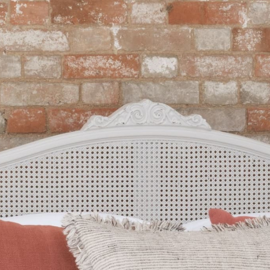 Rustic Mango Solid Wooden Bed With Cane In White Finish thumbnail 8