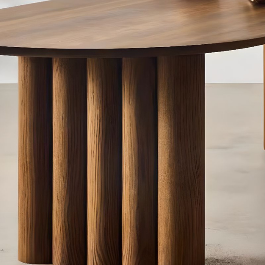Rustic Mango Single Slot Wooden Modern Dinning Table With Carving Legs In Honey Finish thumbnail 5
