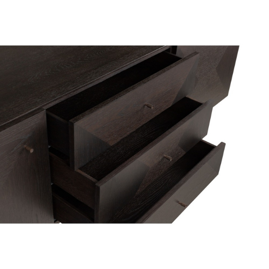 Rustic Mango 3 Door Solid Wooden Sideboard In Dark Walnut Finish thumbnail 8
