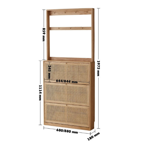 Rustic Mango Solid Wooden Shoe Rack  with Cane Finish thumbnail 8
