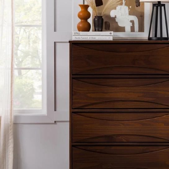 Rusitc Mango Single Chest of Drawers With 5 Drawers In Honey Matte Finish thumbnail 5