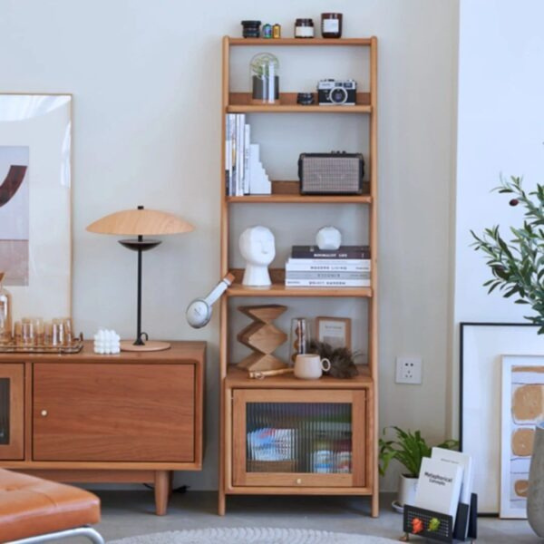 Rustic Mango Solid Wooden Open Bookcase With Storage Option In Light Honey Finish thumbnail 5