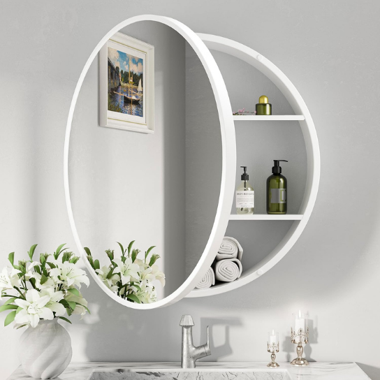 Rustic Mango Solid Wooden Round Shape In White Finish thumbnail 7