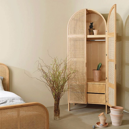 Rustic Mango Jumbo Wardrobe With Cane Finish ( Multicolor Finish ) thumbnail 3