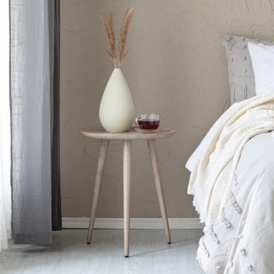 Rustic Mango Solid Wooden With Round Shape Side Table In Walnut Finish thumbnail 13