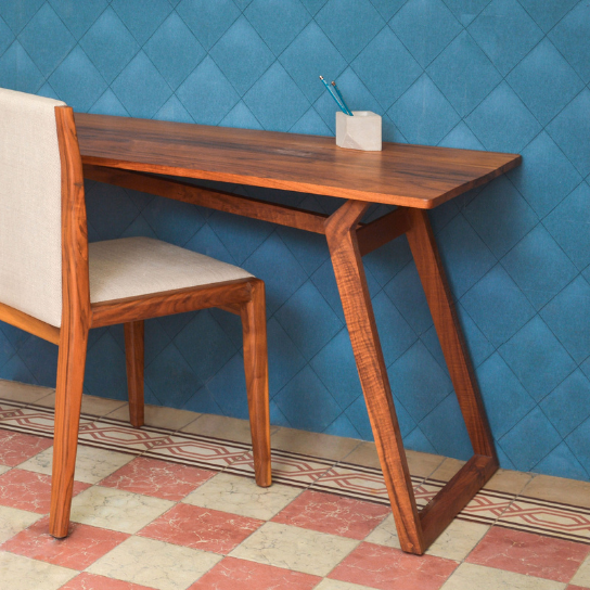 Rustic Mango Solid Wooden Modern Study Table In Honey Finish thumbnail 5