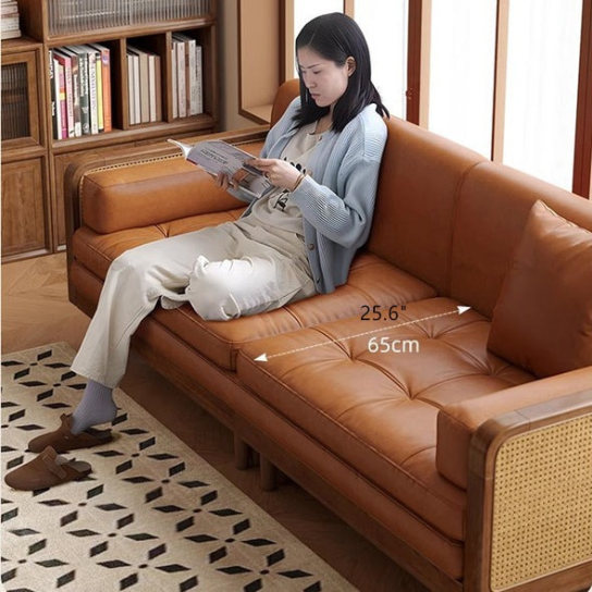 Rustic Mango Solid Wooden Sofa Cum Bed In Honey Finish With Cane thumbnail 6