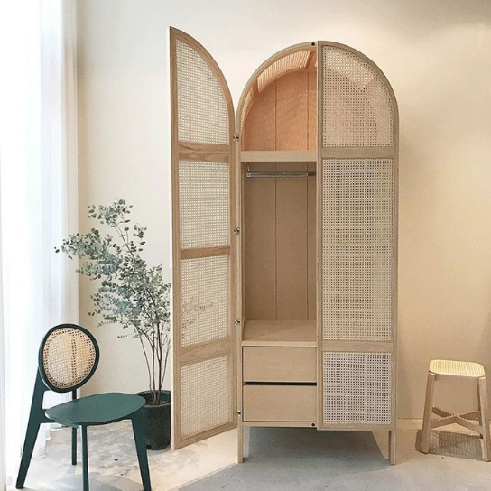 Rustic Mango Jumbo Wardrobe With Cane Finish ( Multicolor Finish ) thumbnail 4
