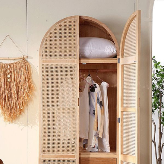 Rustic Mango Jumbo Wardrobe With Cane Finish ( Multicolor Finish ) thumbnail 5