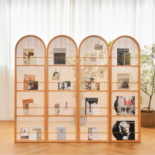 Rustic Mango Solid Wooden Open Classic Bookcase With Paper Holder In natural Finish thumbnail 2