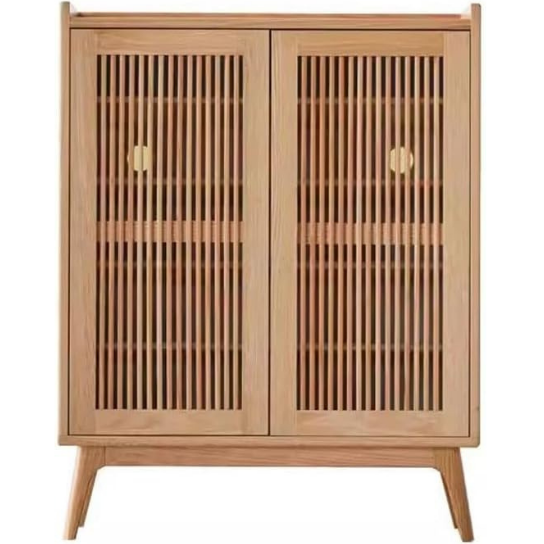 Rustic Mango Solid Wooden  Shoe Rack In Wings With Modern  Style In Natural Finish thumbnail 2