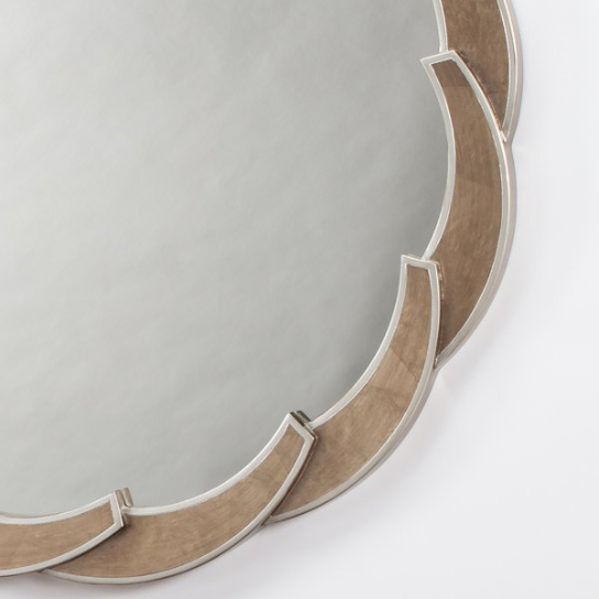 Rustic Mango Solid Wooden Round Shape Wooden Mirror Frame for Living Room thumbnail 2