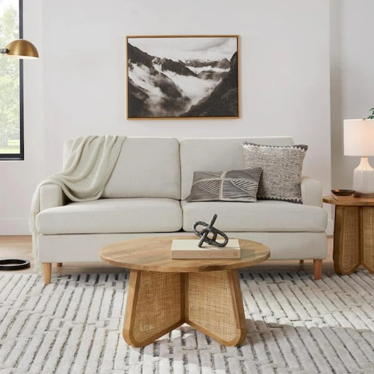 Rustic Mango Solid Wooden Coffee Table in Cane Honey Finish thumbnail 2