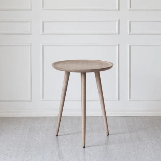 Rustic Mango Solid Wooden With Round Shape Side Table In Walnut Finish thumbnail 16