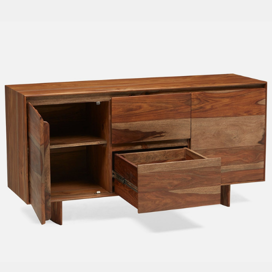 Rustic Mango Solid Wooden Heavy Sideboard With Natural Honey Finish With 2 Door or 2 Drawer thumbnail 3