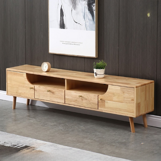 Rustic Mango Solid Wooden TV Cabinet With 4 Drawers in Natural Finish thumbnail 2