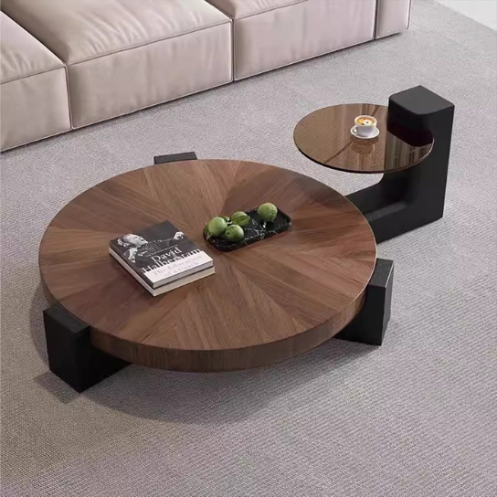 Rustic Mango Solid Wooden Double Coffee Table Set In Honey Black Finish thumbnail 2