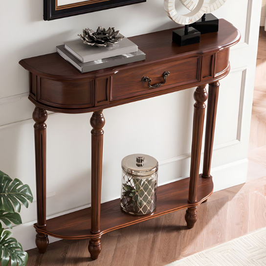 Rustic Mango Solid Wooden Vintage Style Console Table In Honey Finish thumbnail 2