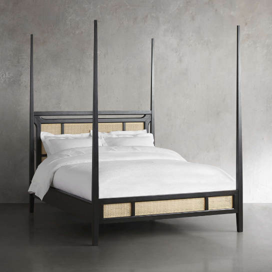 Rustic Mango Heritage Wooden Beds In Black Cane Finish thumbnail 2